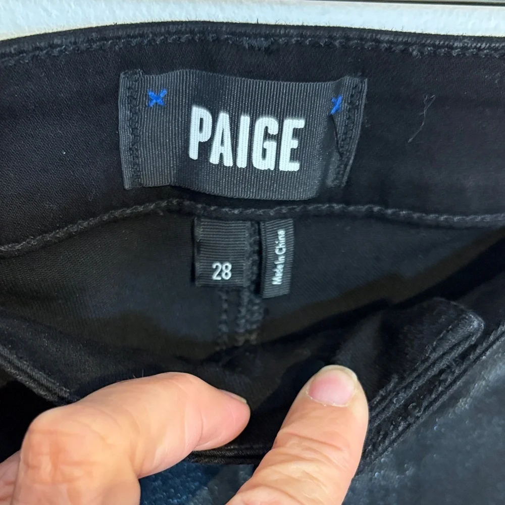 PAIGE Hoxten Ultra skinny Black shiny jeans size 28 like new - Picture 3 of 10